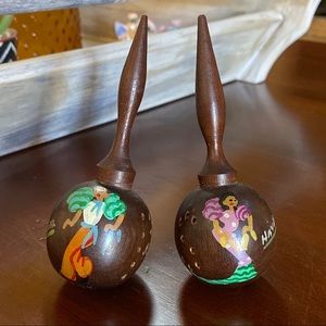 Wooden Monkey Pod Havana Cuba Salt Pepper Shakers